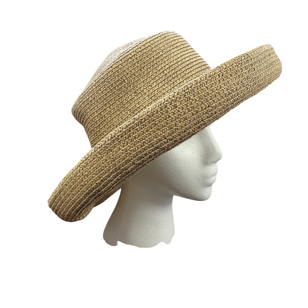 Charter Club Womens Tan Woven Wide Brim Sun Hat Summer Beach Accessory - Picture 2 of 8